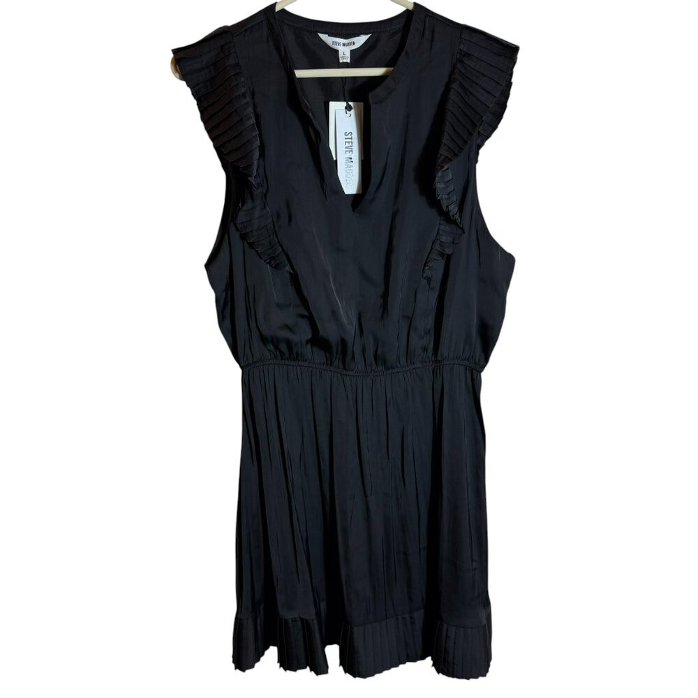 Steve Madden Satin Ruffle Mini Dress, Large